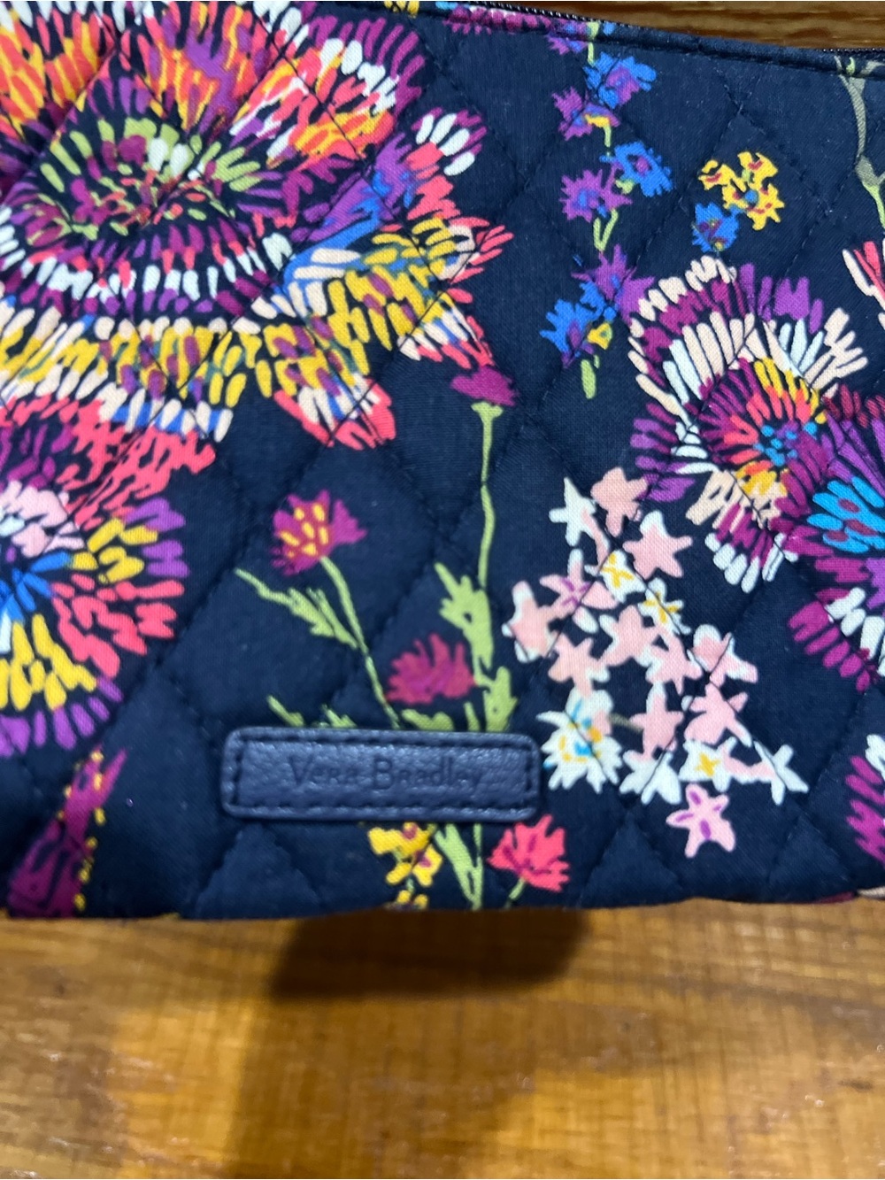 Vera Bradley Navy Floral Quilted Wristlet - Picture 2 of 4